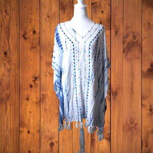 Subtle Luxury S/M Tassel Beach Swim Coverup Tie Dye Hippie Boho Embroidered